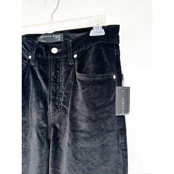 Veronica Beard Sheridan Exaggerated Flare Leg Bell Bottom Black Velvet Pants 30 - Picture 3 of 6
